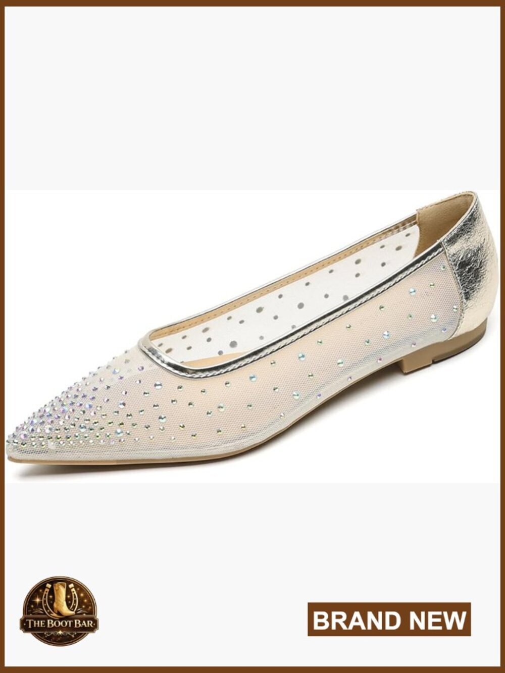 Women's Rhinestone Mesh Ballet Flats Pointed Toe Non-Slip Slip-On Loafers